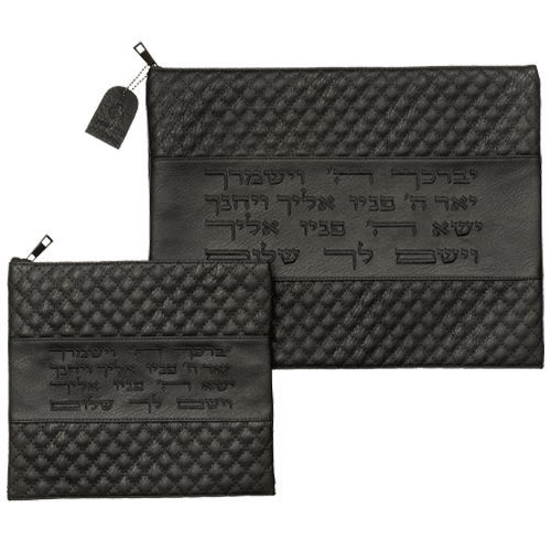 סט טלית ותפילין - כיסוי דמוי עור יברכך